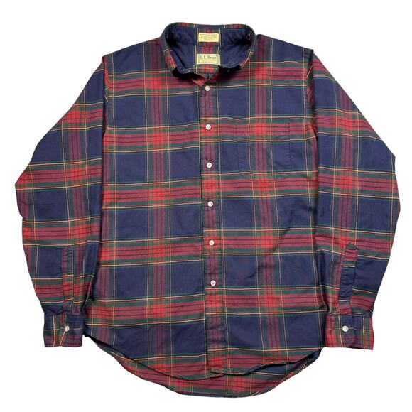 Vintage L.L. Bean Men's 16/35 Shirt Button up Long Sleeve Plaid Red Blue‎ Green - Picture 1 of 8